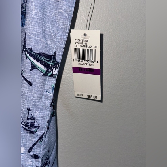 NEW IZOD Saltwater Classic-Fit Performance Beach Button-Down Shirt Men’s XXL - Picture 6 of 11